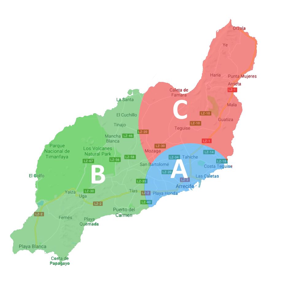 Mapa de zonas de reparto